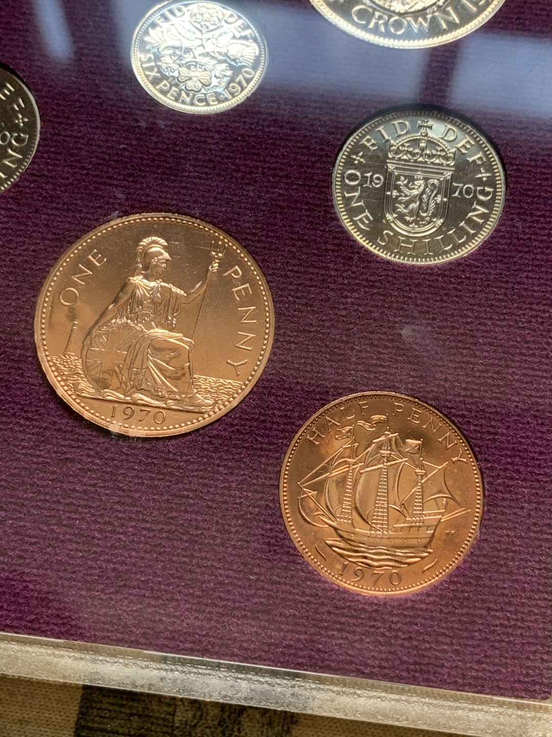 《竞宝斋》第91场-本周日，周一2场连拍（全场不限金额包邮） 英国 1970 精制套装 老币制最后一年  比较有纪念意义 收藏好品