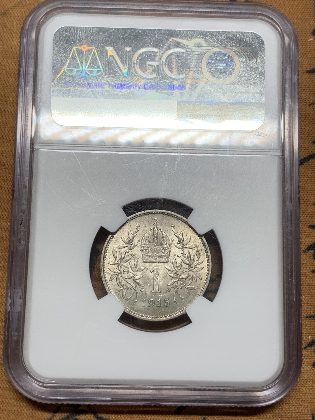 《竞宝斋》第91场-本周日，周一2场连拍（全场不限金额包邮） NGC-MS62 奥地利 1915年 1克朗银币 浮雕层次分明 底板完好