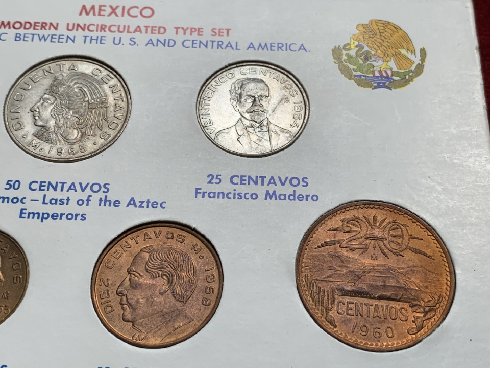 《竞宝斋》第91场-本周日，周一2场连拍（全场不限金额包邮） 墨西哥1960-1967年硬币套装（最大那枚为银币）原版原装，给你初恋般的感觉。