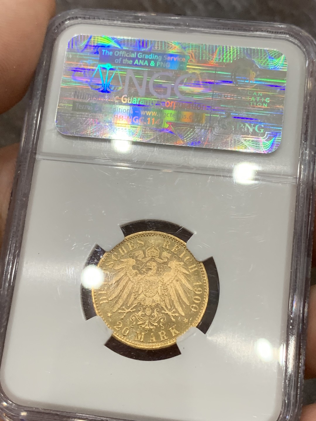 《竞宝斋》第91场-本周日，周一2场连拍（全场不限金额包邮） NGC MS64 德国 普鲁士威廉二世 1900年 20马克金币 7.96克 难得高分 值得拥有