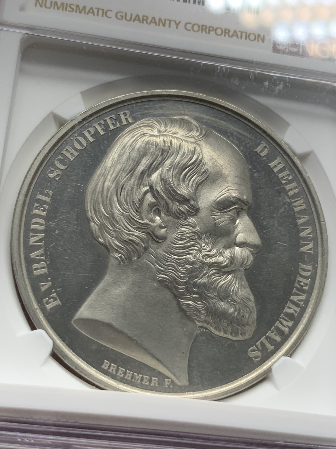 《竞宝斋》第91场-本周日，周一2场连拍（全场不限金额包邮） NGC-UNC 德国1875赫尔曼纪念碑合金纪念章 纪念德意志第一位伟人阿米尼乌斯(赫尔曼)