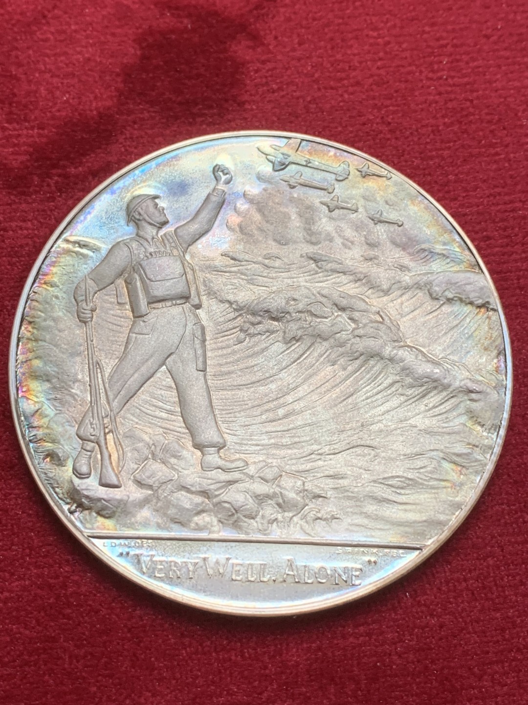 《竞宝斋》第91场-本周日，周一2场连拍（全场不限金额包邮） 原盒英国1965年丘吉尔诞辰纪念大银币五彩BU大型版本82.5克58MM银标高浮雕