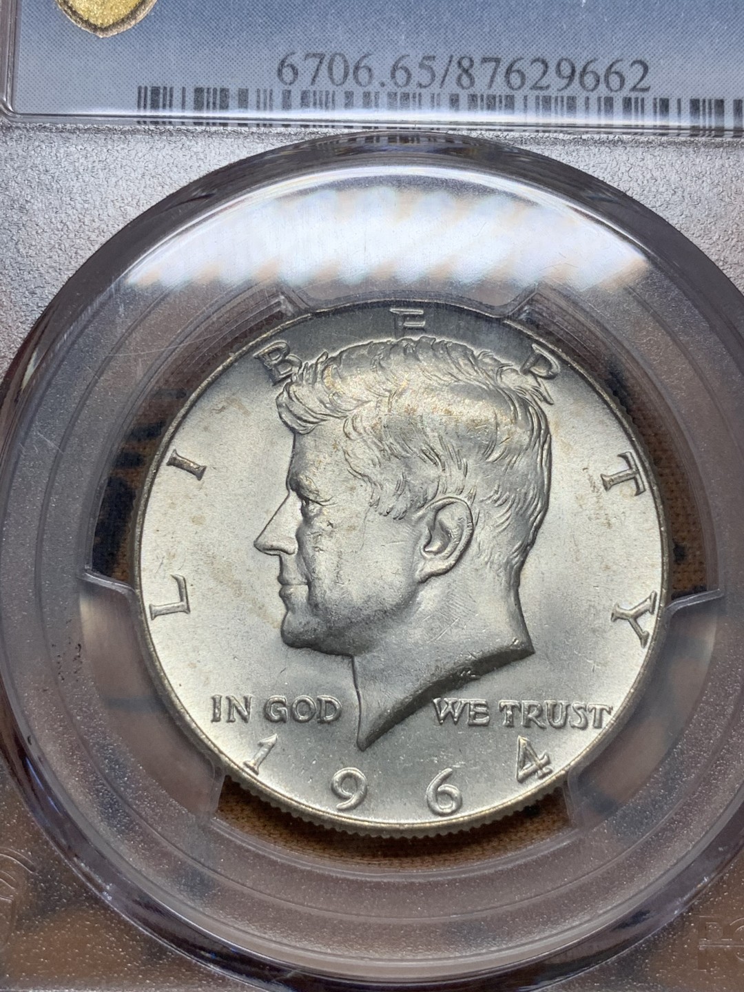 《竞宝斋》第91场-本周日，周一2场连拍（全场不限金额包邮） PCGS-MS65 美国 1964年 肯尼迪 美乐帝 爆头哥 50分 银币 唯一高银版年份