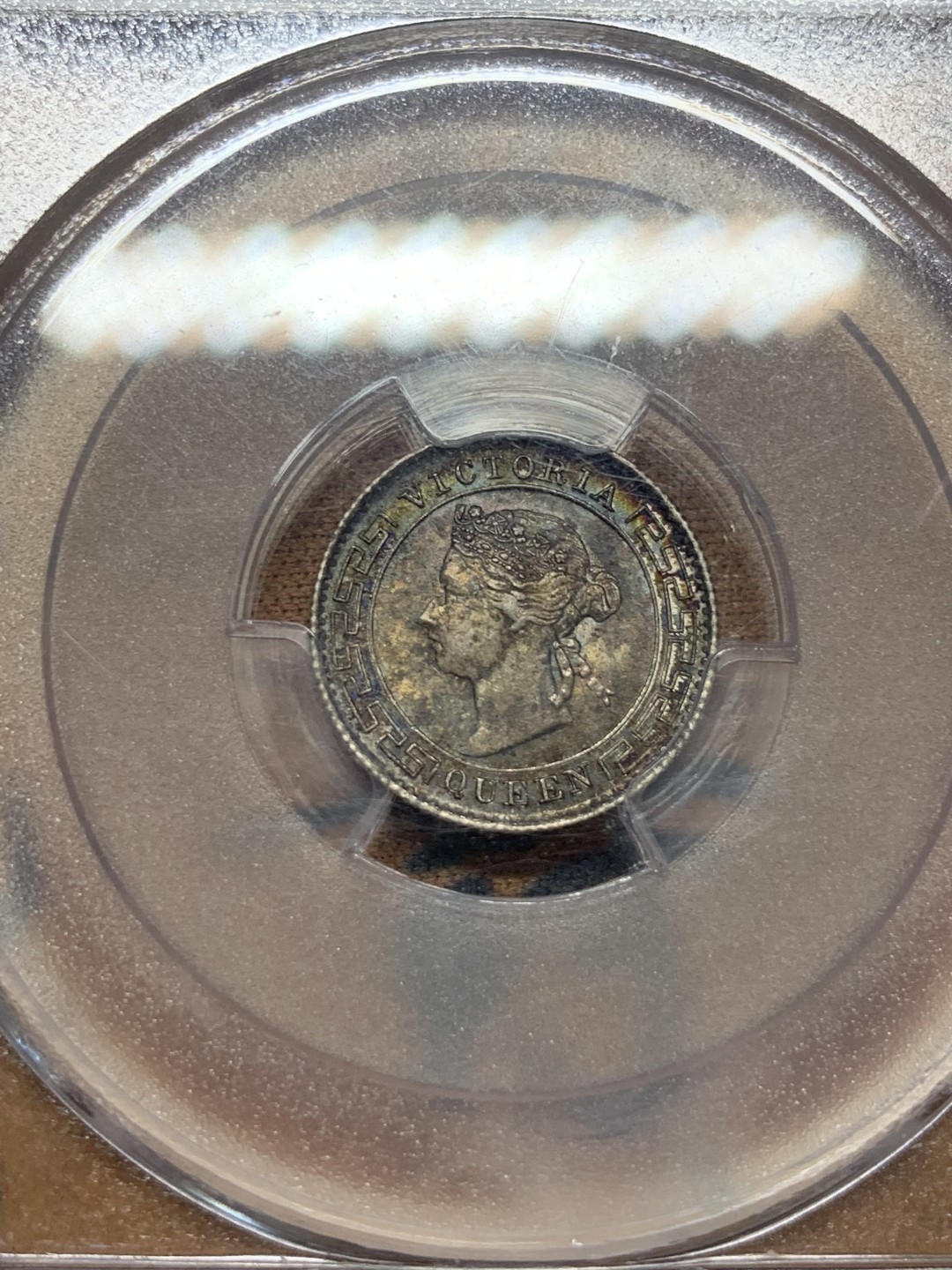 《竞宝斋》第91场-本周日，周一2场连拍（全场不限金额包邮） NGC-MS64 1900年锡兰10 分 银币，酱黑包浆