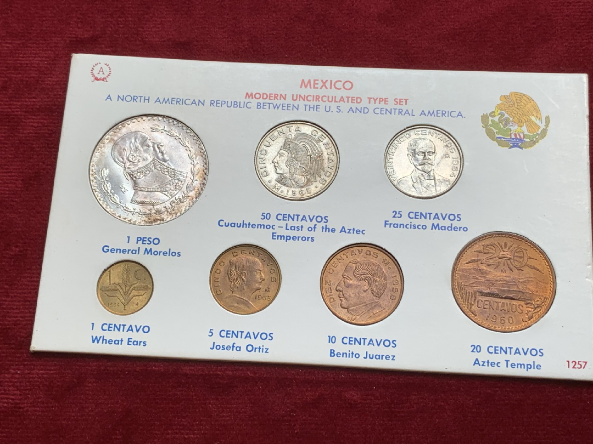 《竞宝斋》第91场-本周日，周一2场连拍（全场不限金额包邮） 墨西哥1960-1967年硬币套装（最大那枚为银币）原版原装，给你初恋般的感觉。