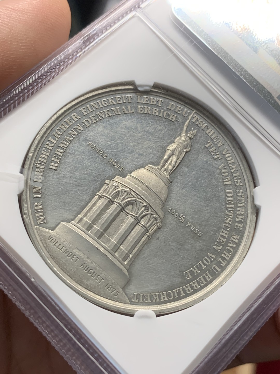 《竞宝斋》第91场-本周日，周一2场连拍（全场不限金额包邮） NGC-UNC 德国1875赫尔曼纪念碑合金纪念章 纪念德意志第一位伟人阿米尼乌斯(赫尔曼)