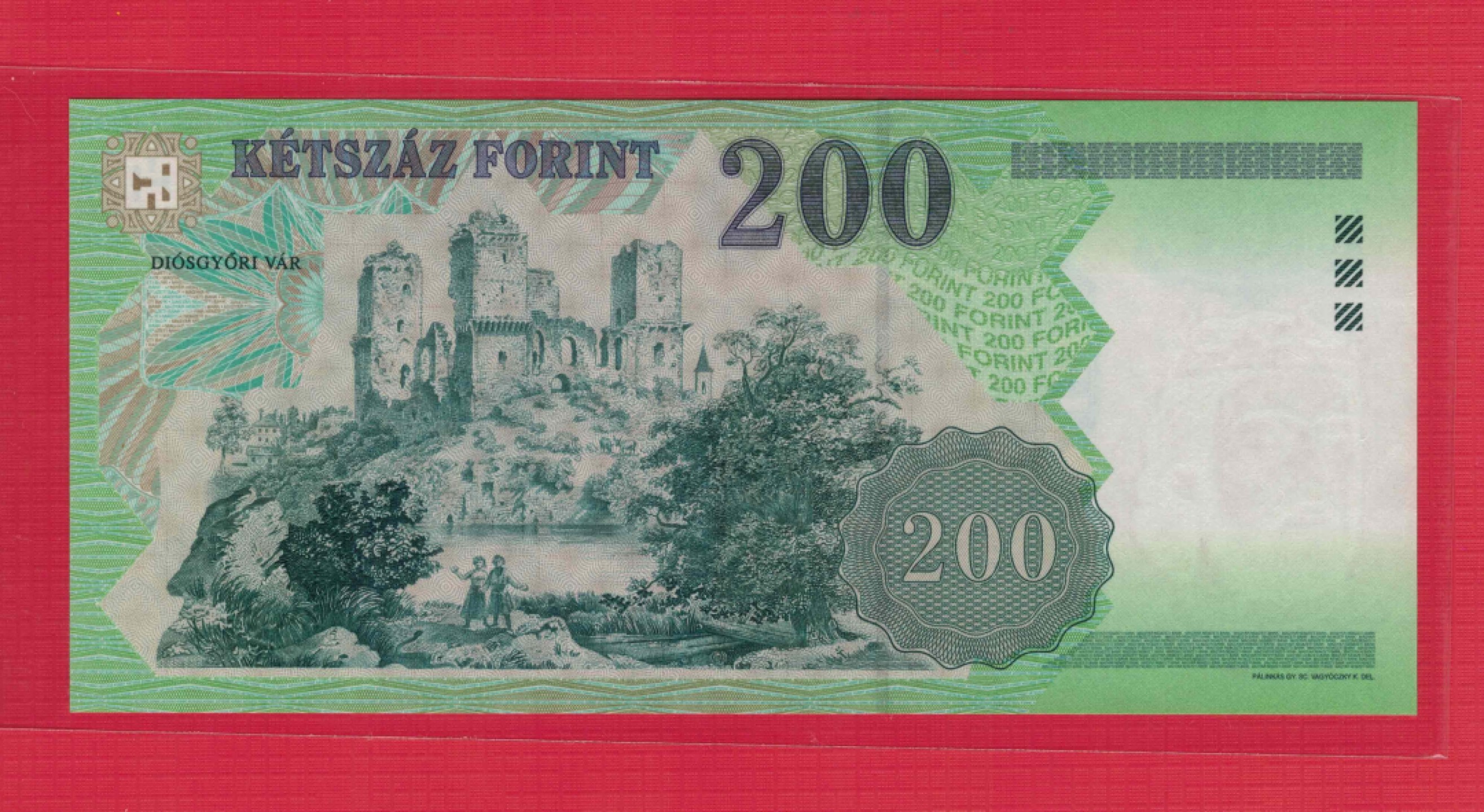 匈牙利2002年200福林 欧洲纸币 实物如图 UNC