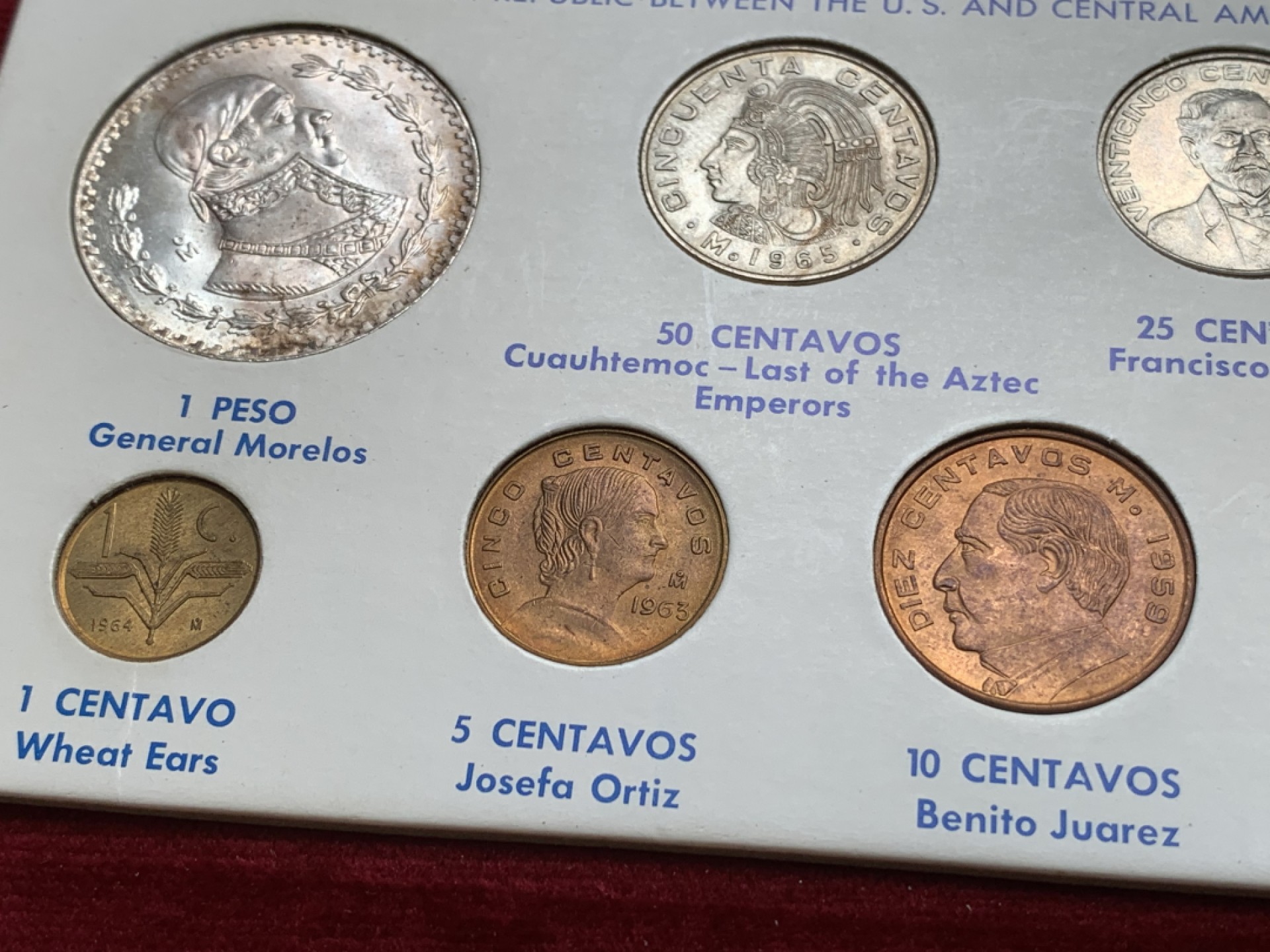 《竞宝斋》第91场-本周日，周一2场连拍（全场不限金额包邮） 墨西哥1960-1967年硬币套装（最大那枚为银币）原版原装，给你初恋般的感觉。