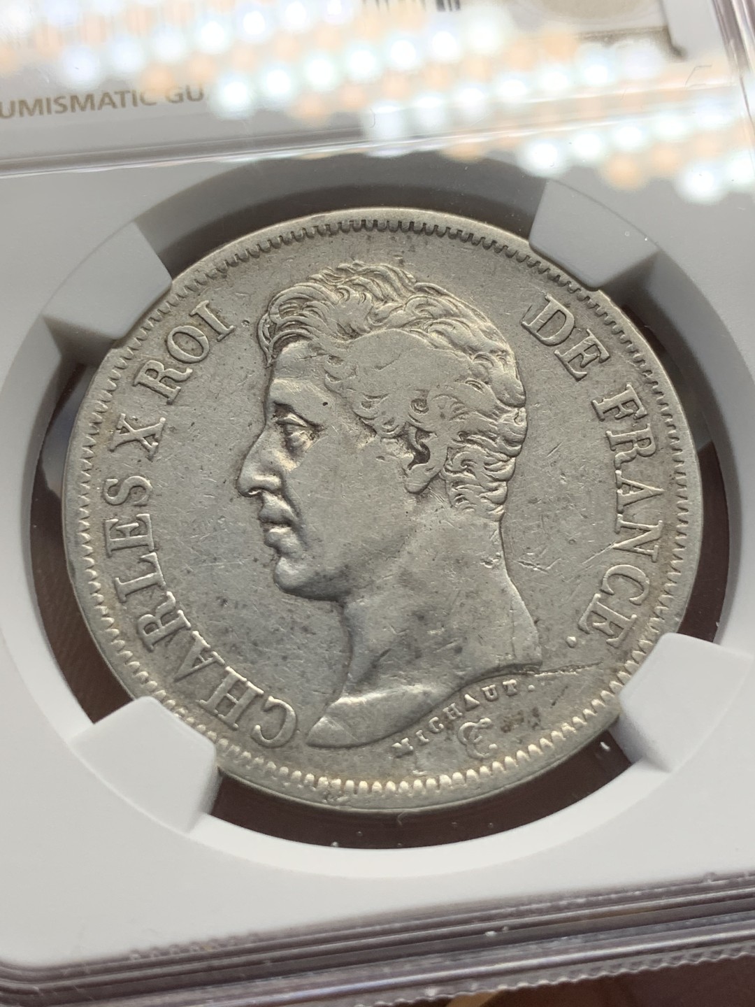 《竞宝斋》第91场-本周日，周一2场连拍（全场不限金额包邮） NGC VF 法国 1826年D版 查理十世 5法郎银币 流通状态 不多的品种