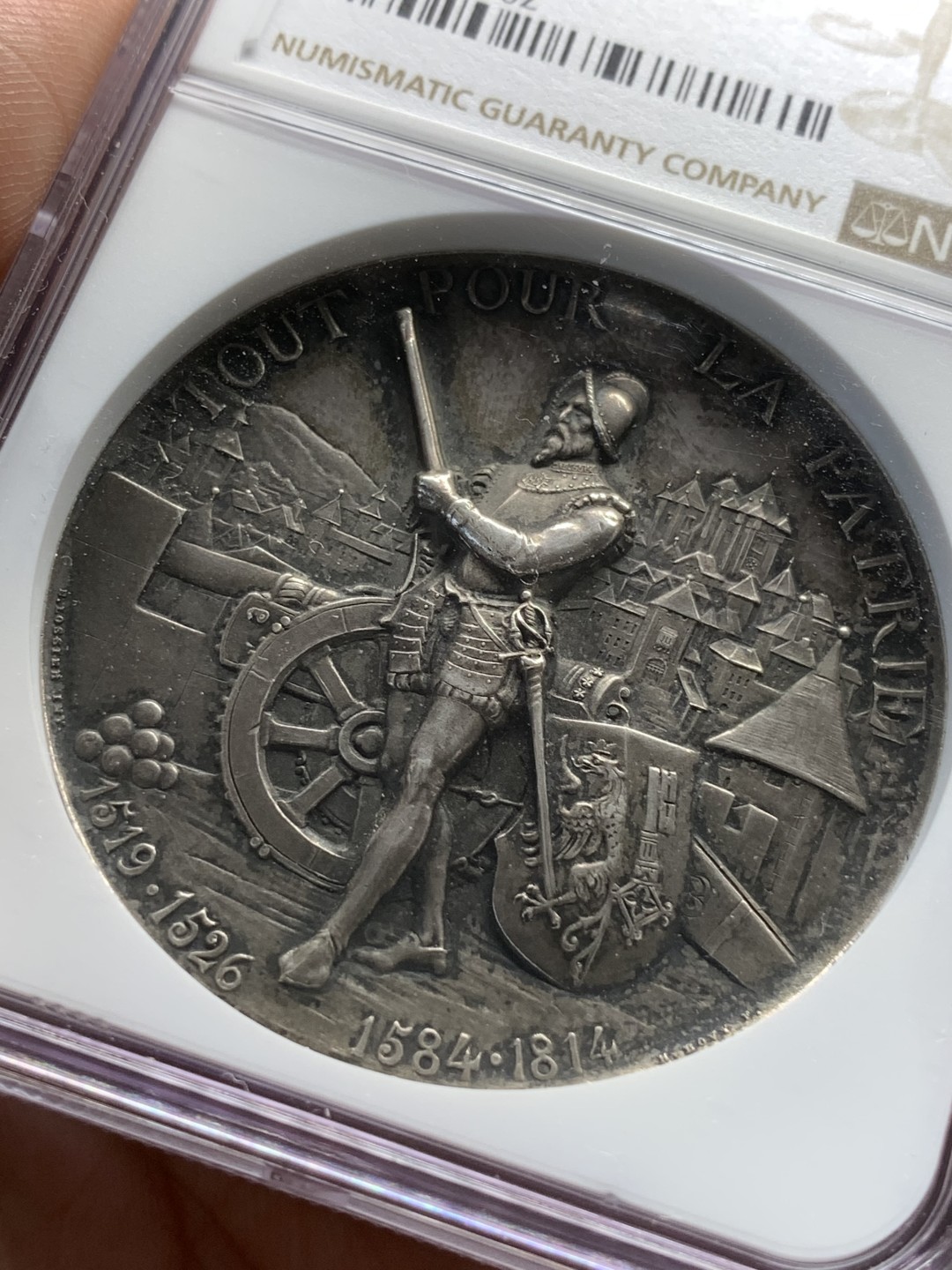 《竞宝斋》第91场-本周日，周一2场连拍（全场不限金额包邮） NGC-MS62 1887 瑞士日内瓦射击节 银章  细节好 小碎步更好