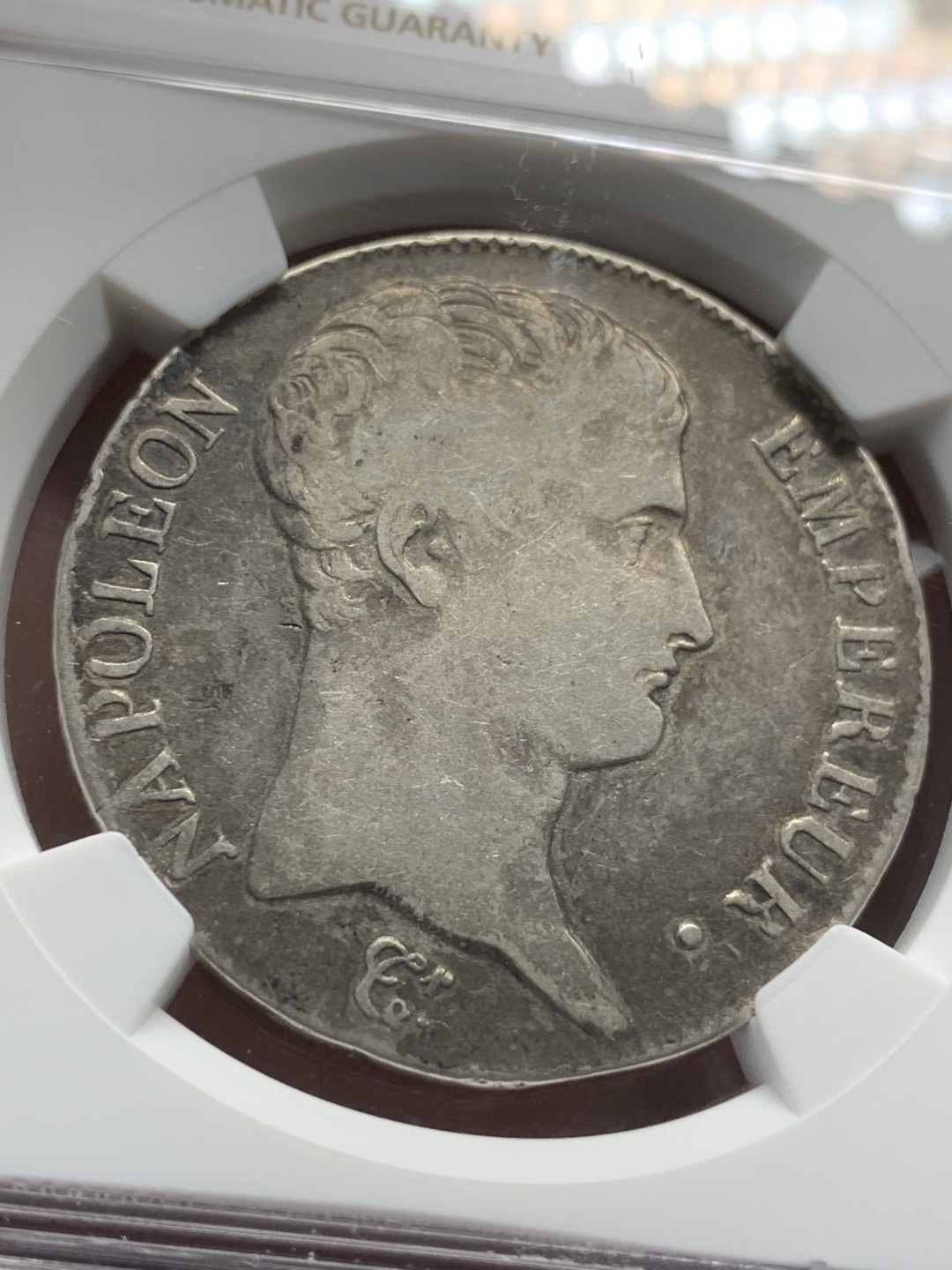 《竞宝斋》第91场-本周日，周一2场连拍（全场不限金额包邮） NGC VF 法国 拿破仑一世 共和13年M版 5法郎银币 少