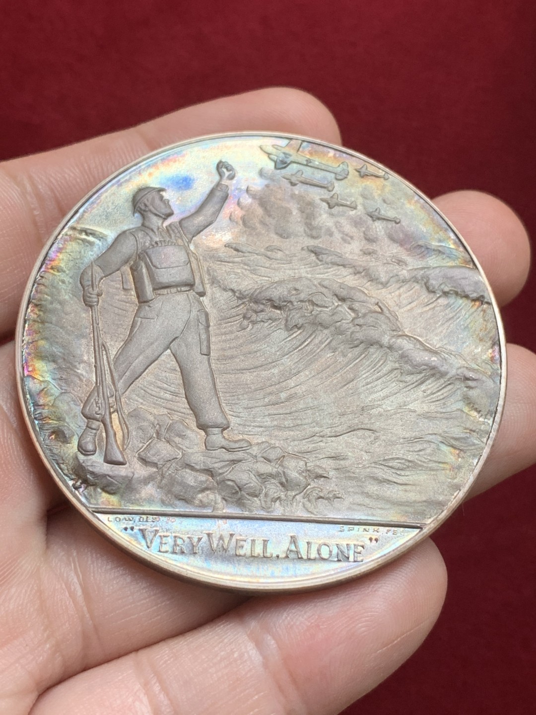 《竞宝斋》第91场-本周日，周一2场连拍（全场不限金额包邮） 原盒英国1965年丘吉尔诞辰纪念大银币五彩BU大型版本82.5克58MM银标高浮雕