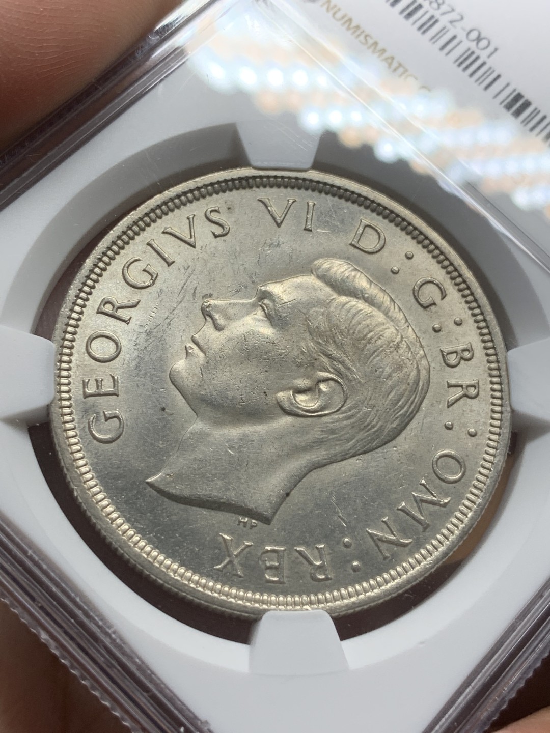 《竞宝斋》第91场-本周日，周一2场连拍（全场不限金额包邮） NGC-MS61 英国 1937年乔治六世一克朗银币 转光好品