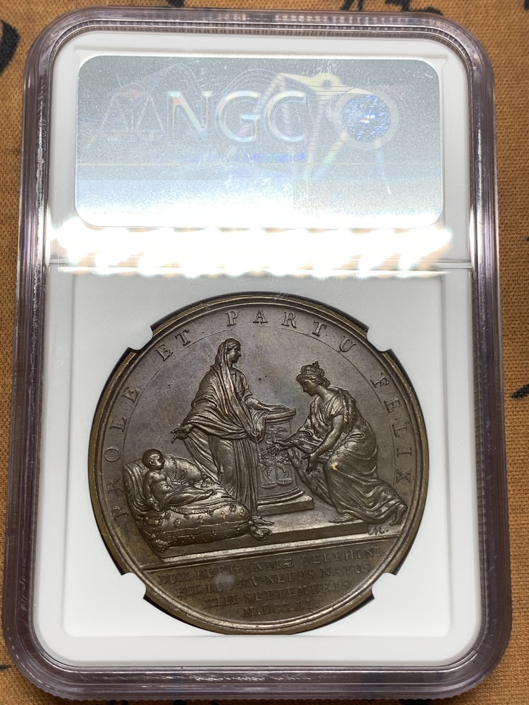 《竞宝斋》第91场-本周日，周一2场连拍（全场不限金额包邮） NGC-MS64BN 法国1751路易十五纪念勃艮第公爵 诞生铜章