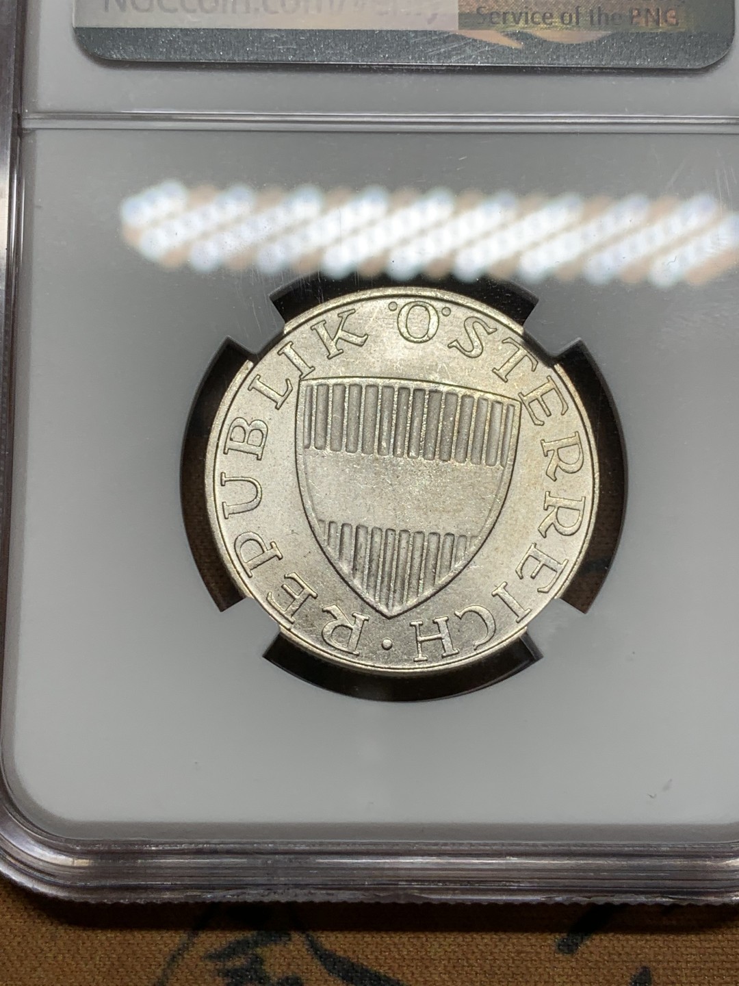 《竞宝斋》第91场-本周日，周一2场连拍（全场不限金额包邮） NGC-MS64 奥地利1957年女神10先令银币，流通首年份，N盒唯一亚军分