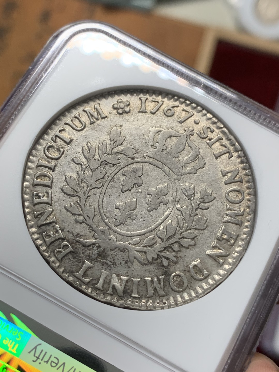 《竞宝斋》第91场-本周日，周一2场连拍（全场不限金额包邮） NGC-AU53 法国1767-L年 路易十五ECU大银币 非常漂亮