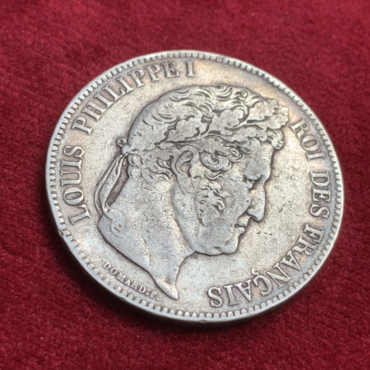 《竞宝斋》第91场-本周日，周一2场连拍（全场不限金额包邮） 法国 1833年 大头 菲利普 5法郎 银币 原味包浆