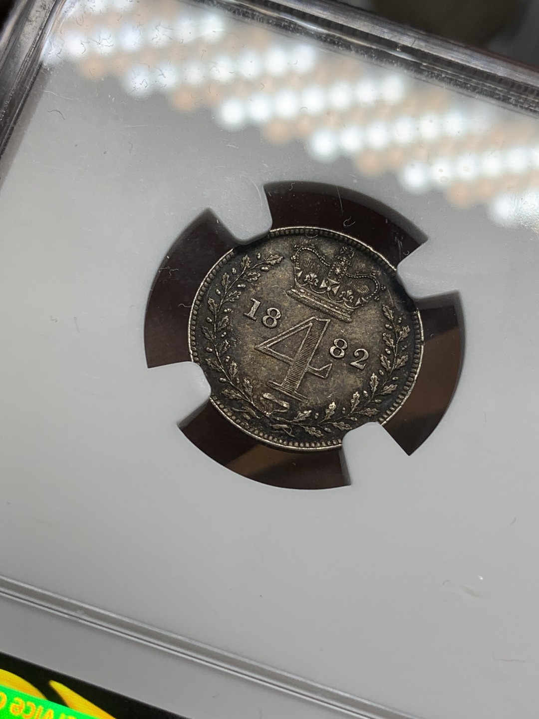 《竞宝斋》第91场-本周日，周一2场连拍（全场不限金额包邮） NGC-UNC 英国 1882年 维多利亚 濯足节 4便士银币 仅有4146枚铸量