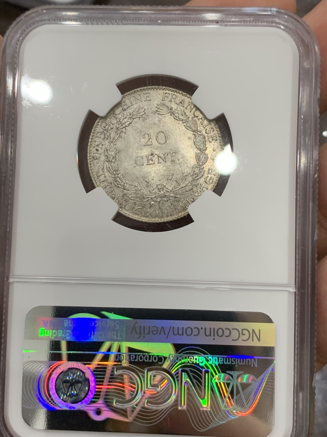 《竞宝斋》第91场-本周日，周一2场连拍（全场不限金额包邮） NGC-MS64 法属印支1937年 20C坐洋，全脸高鼻梁，64难得高分
