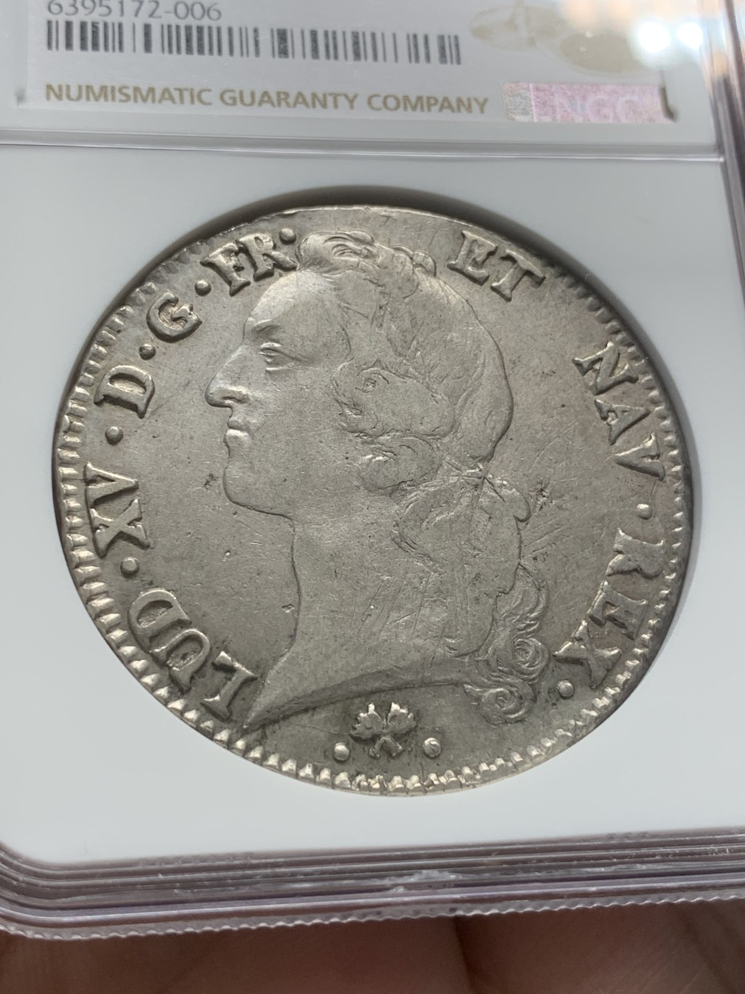 《竞宝斋》第91场-本周日，周一2场连拍（全场不限金额包邮） NGC-AU53 法国1767-L年 路易十五ECU大银币 非常漂亮