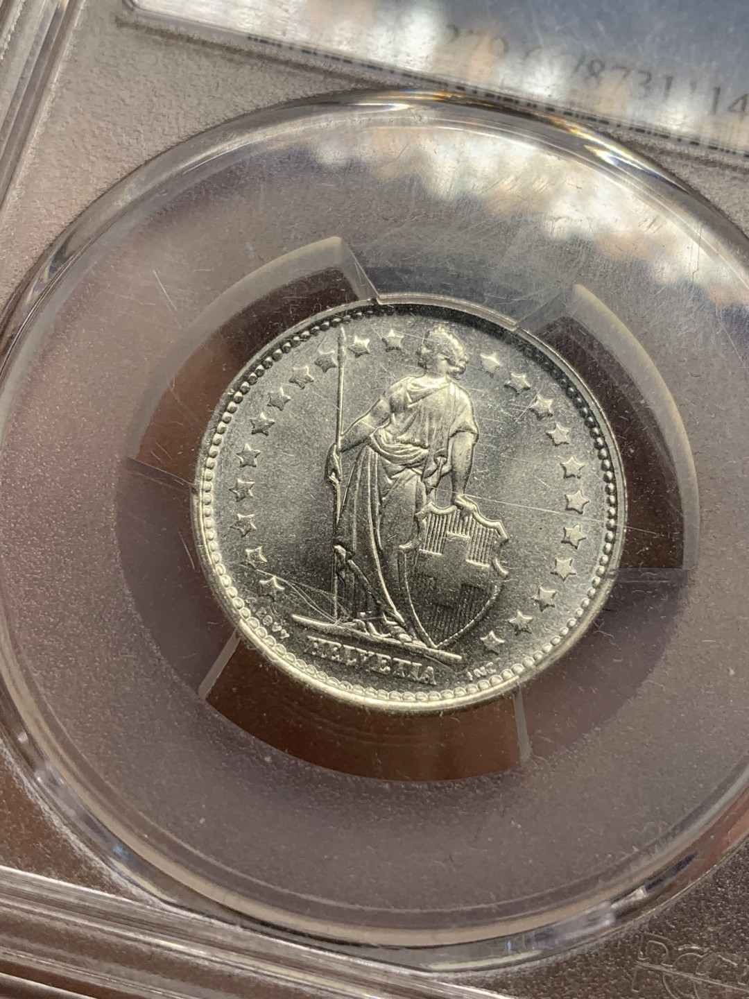 《竞宝斋》第91场-本周日，周一2场连拍（全场不限金额包邮） PCGS-MS66 瑞士 1967年 1法郎 瑞士女神银币 浮雕完整 高点具在 底板良好