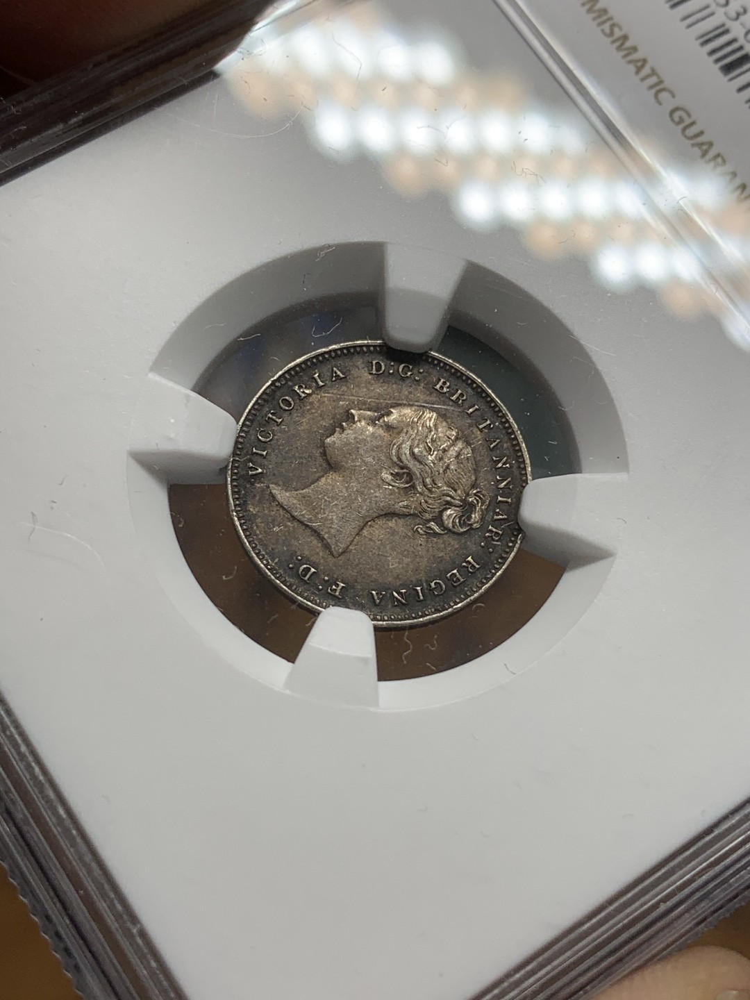 《竞宝斋》第91场-本周日，周一2场连拍（全场不限金额包邮） NGC-UNC 英国 1882年 维多利亚 濯足节 4便士银币 仅有4146枚铸量