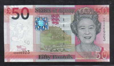 泽西岛2010年50镑 克劳斯P-36a 欧洲纸币 实物图 UNC   - 泽西岛2010年50镑 克劳斯P-36a 欧洲纸币 实物图 UNC  