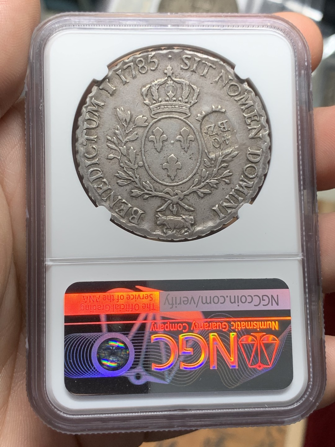 《竞宝斋》第91场-本周日，周一2场连拍（全场不限金额包邮） NGC-XF 瑞士 1816年 40B大银币 是加盖在法国路易十六ECU大银币上 非常稀少 现在加盖的币价格都飞天了