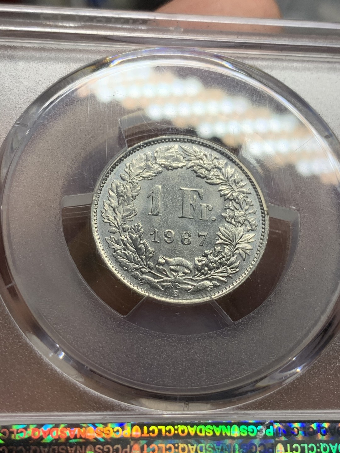 《竞宝斋》第91场-本周日，周一2场连拍（全场不限金额包邮） PCGS-MS66 瑞士 1967年 1法郎 瑞士女神银币 浮雕完整 高点具在 底板良好