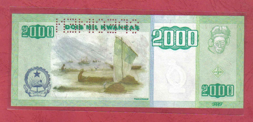 安哥拉2003年2000宽扎 票样 样钞 样票 全0号 非洲纸币 实图 UNC 