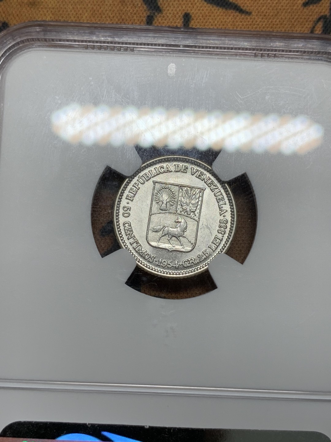 《竞宝斋》第91场-本周日，周一2场连拍（全场不限金额包邮） NGC-MS62 委内瑞拉 1954年 50分 银币