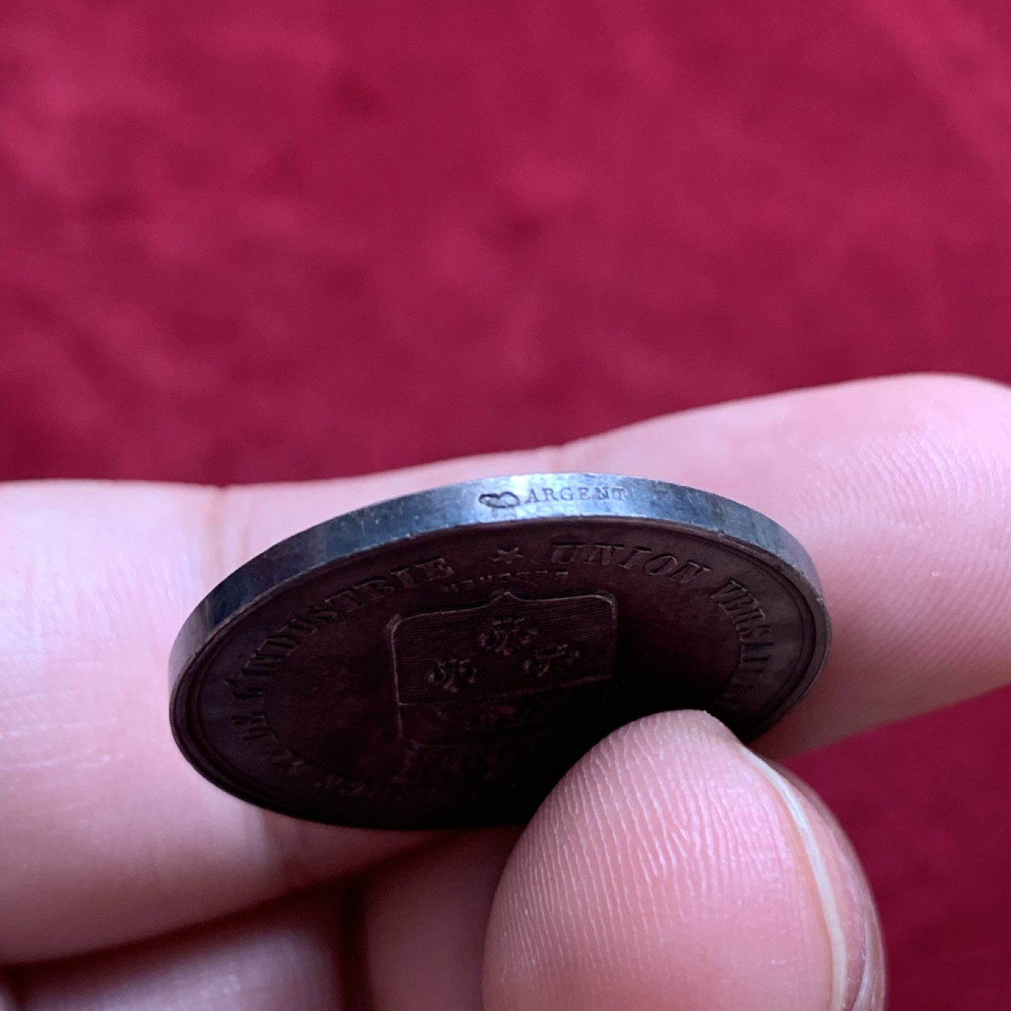 《竞宝斋》第91场-本周日，周一2场连拍（全场不限金额包邮） 法国  1872  城市基金会 银质 JETON  丰饶角边铭  10.4克