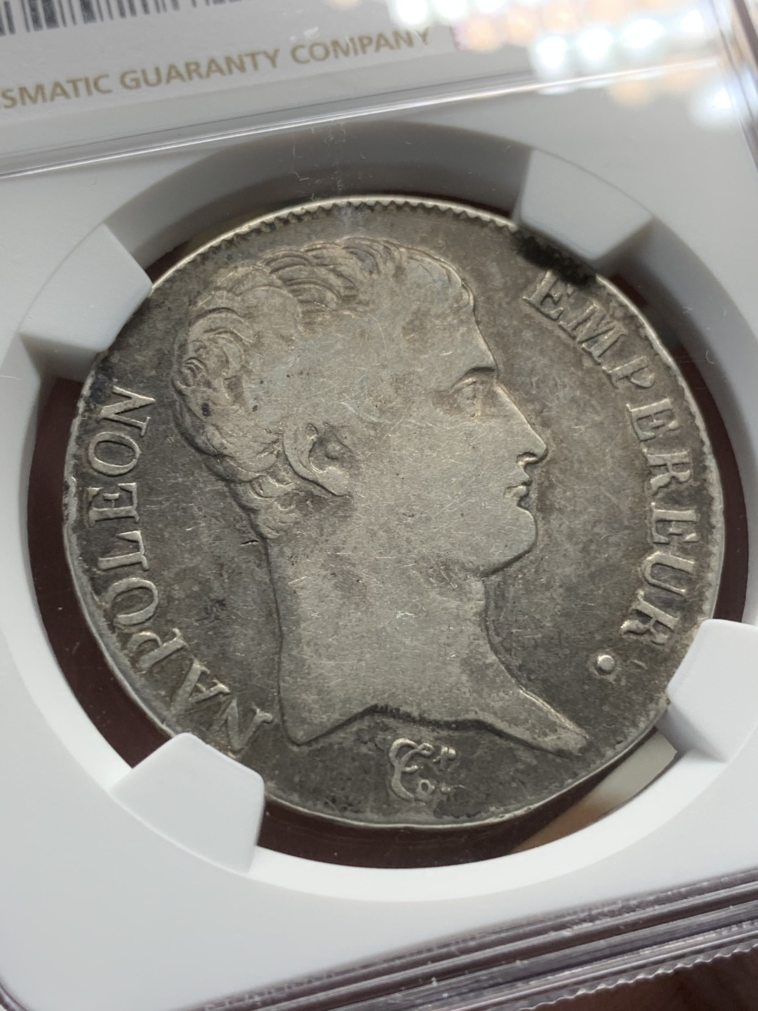 《竞宝斋》第91场-本周日，周一2场连拍（全场不限金额包邮） NGC VF 法国 拿破仑一世 共和13年M版 5法郎银币 少