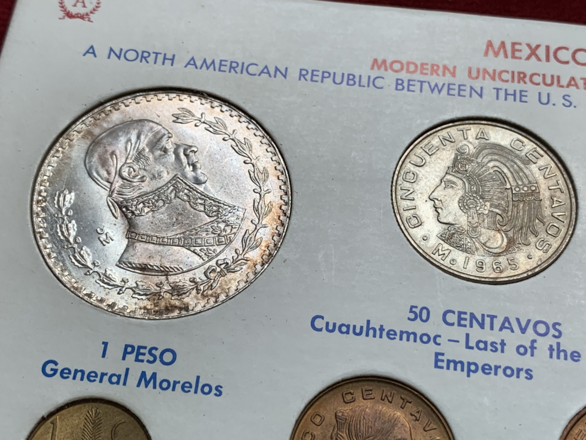 《竞宝斋》第91场-本周日，周一2场连拍（全场不限金额包邮） 墨西哥1960-1967年硬币套装（最大那枚为银币）原版原装，给你初恋般的感觉。