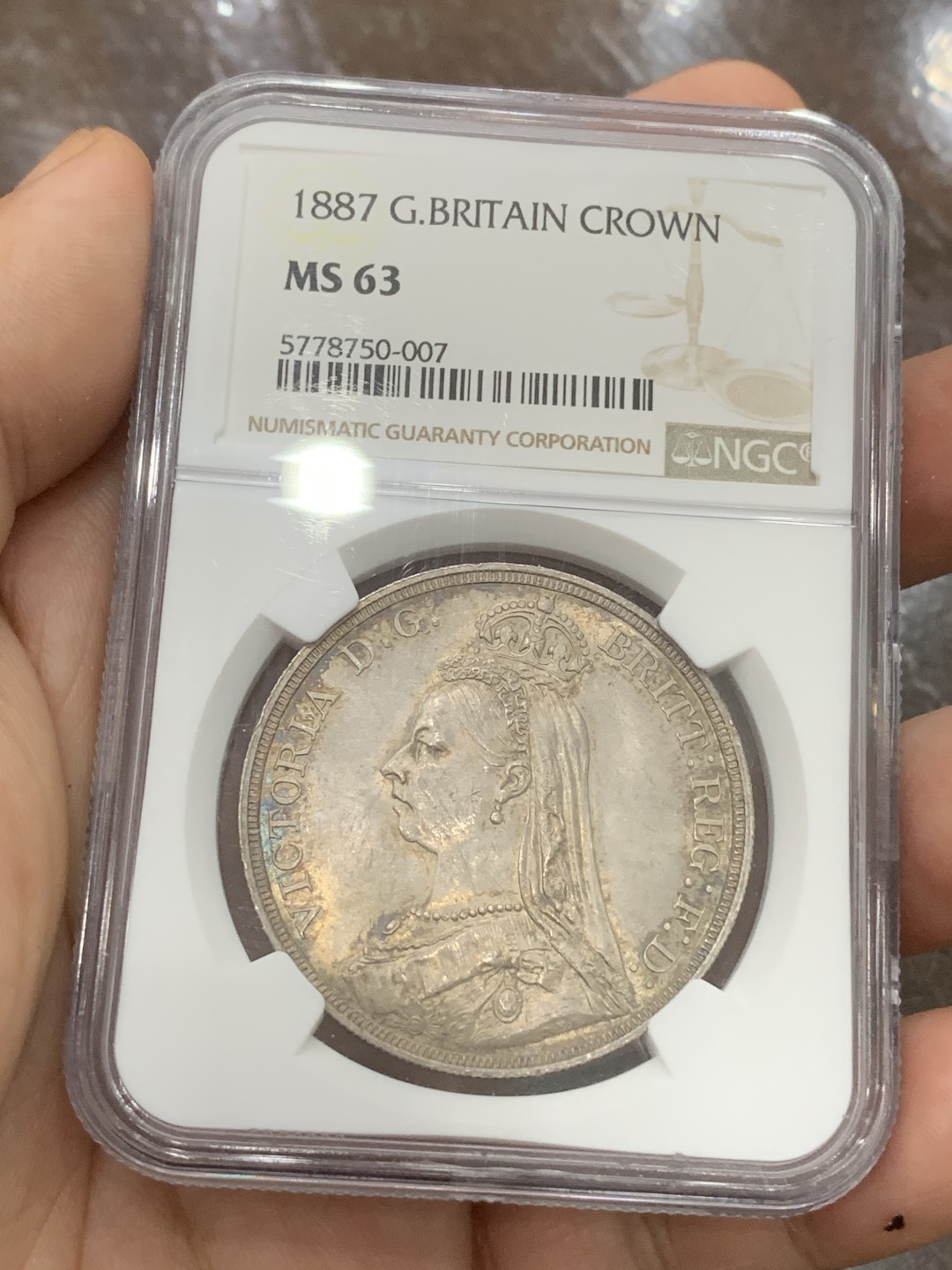 《竞宝斋》第91场-本周日，周一2场连拍（全场不限金额包邮） NGC MS63 英国 1887年维多利亚高冠马剑 原味好彩 底光一流