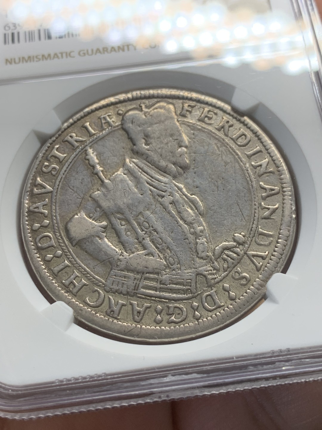 《竞宝斋》第91场-本周日，周一2场连拍（全场不限金额包邮） NGC-VF 奥地利1564年 斐迪南 神罗泰勒 大银币 少见品种