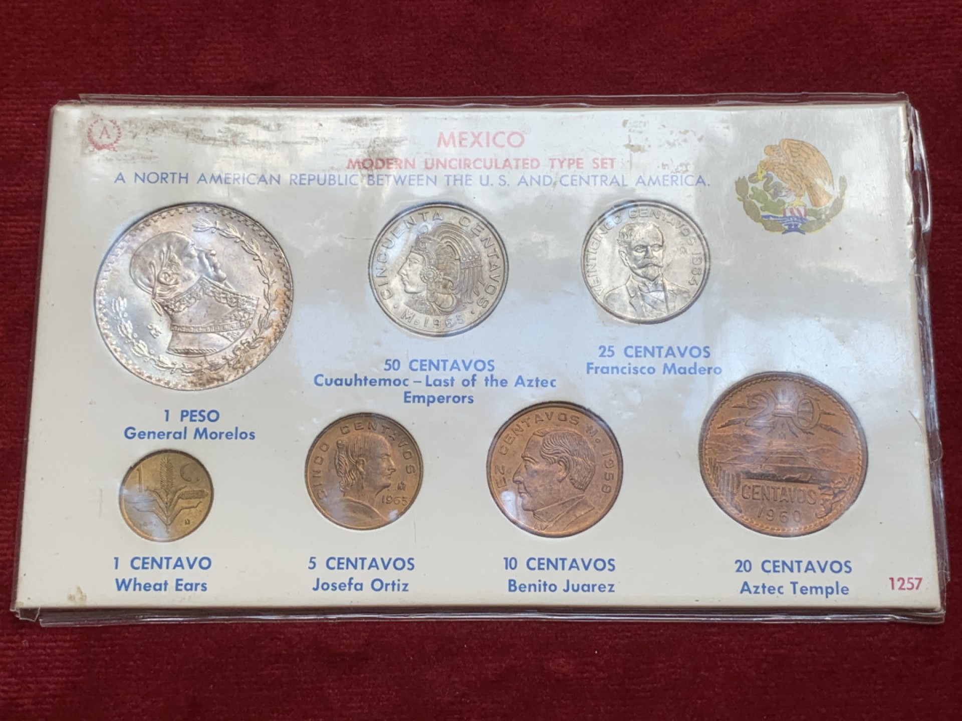 《竞宝斋》第91场-本周日，周一2场连拍（全场不限金额包邮） 墨西哥1960-1967年硬币套装（最大那枚为银币）原版原装，给你初恋般的感觉。