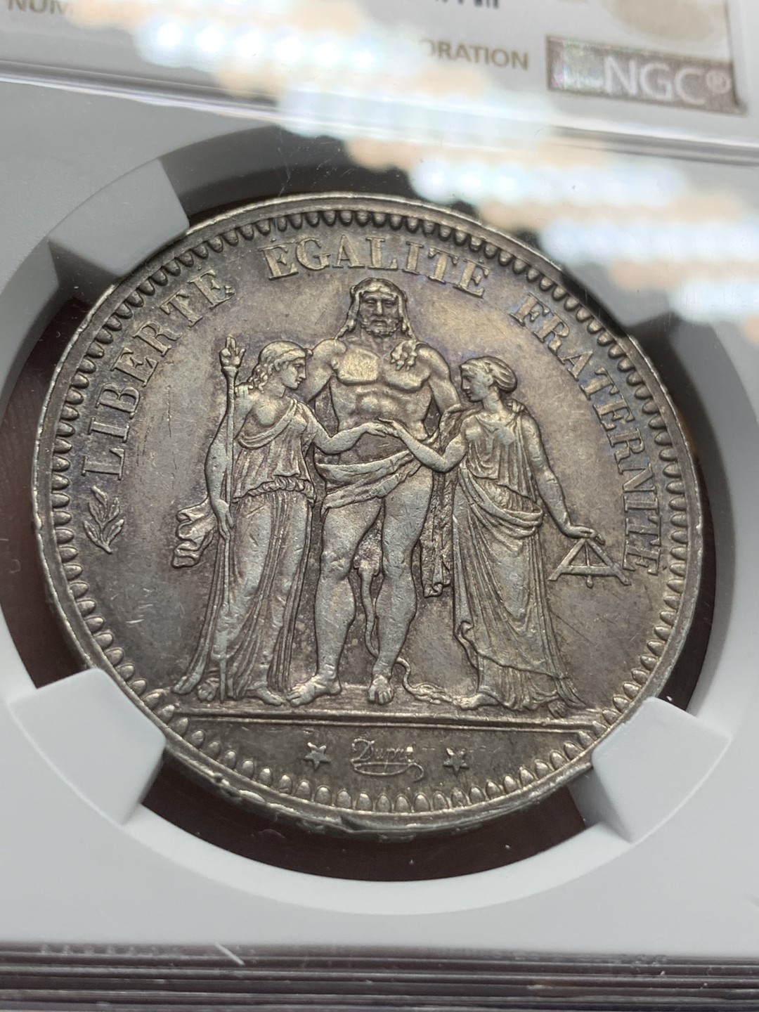 《竞宝斋》第91场-本周日，周一2场连拍（全场不限金额包邮） NGC-MS62 法国 1873年大力神 5法郎银币 老包浆好状态