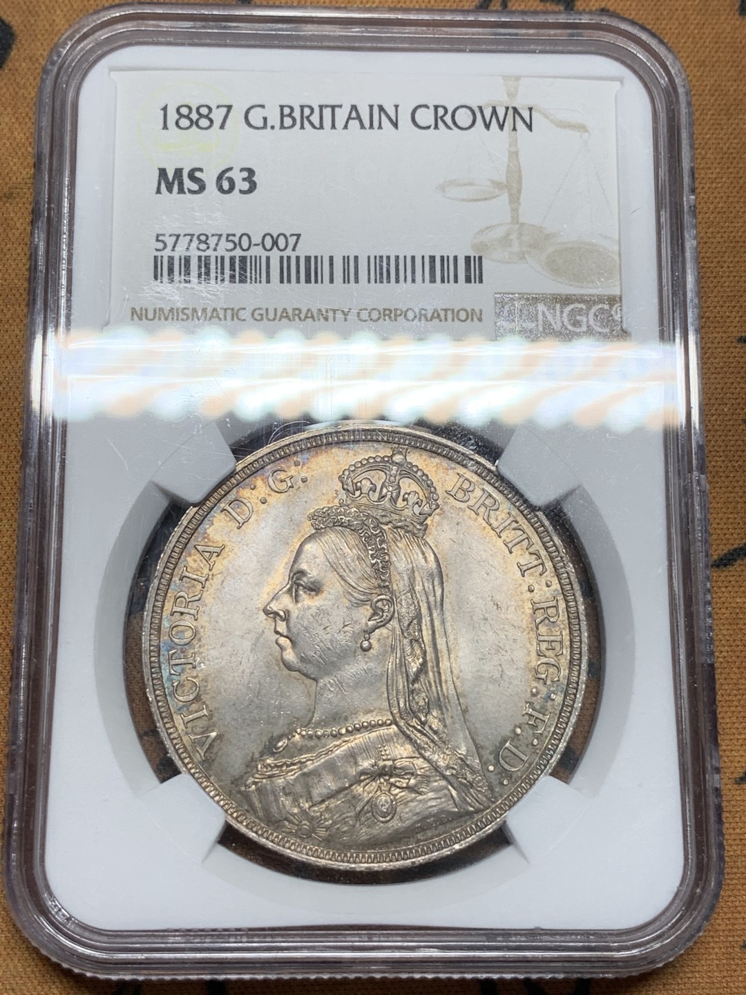 《竞宝斋》第91场-本周日，周一2场连拍（全场不限金额包邮） NGC MS63 英国 1887年维多利亚高冠马剑 原味好彩 底光一流