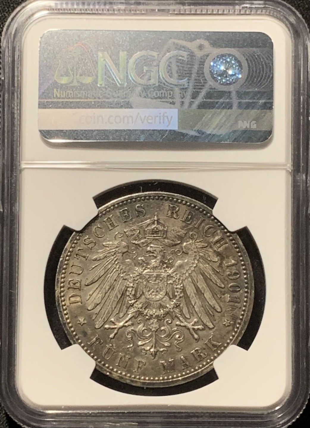 紫瑗钱币——第244期拍卖 德国 普鲁士 1901年 建国200周年 5马克 银币 NGC AU58