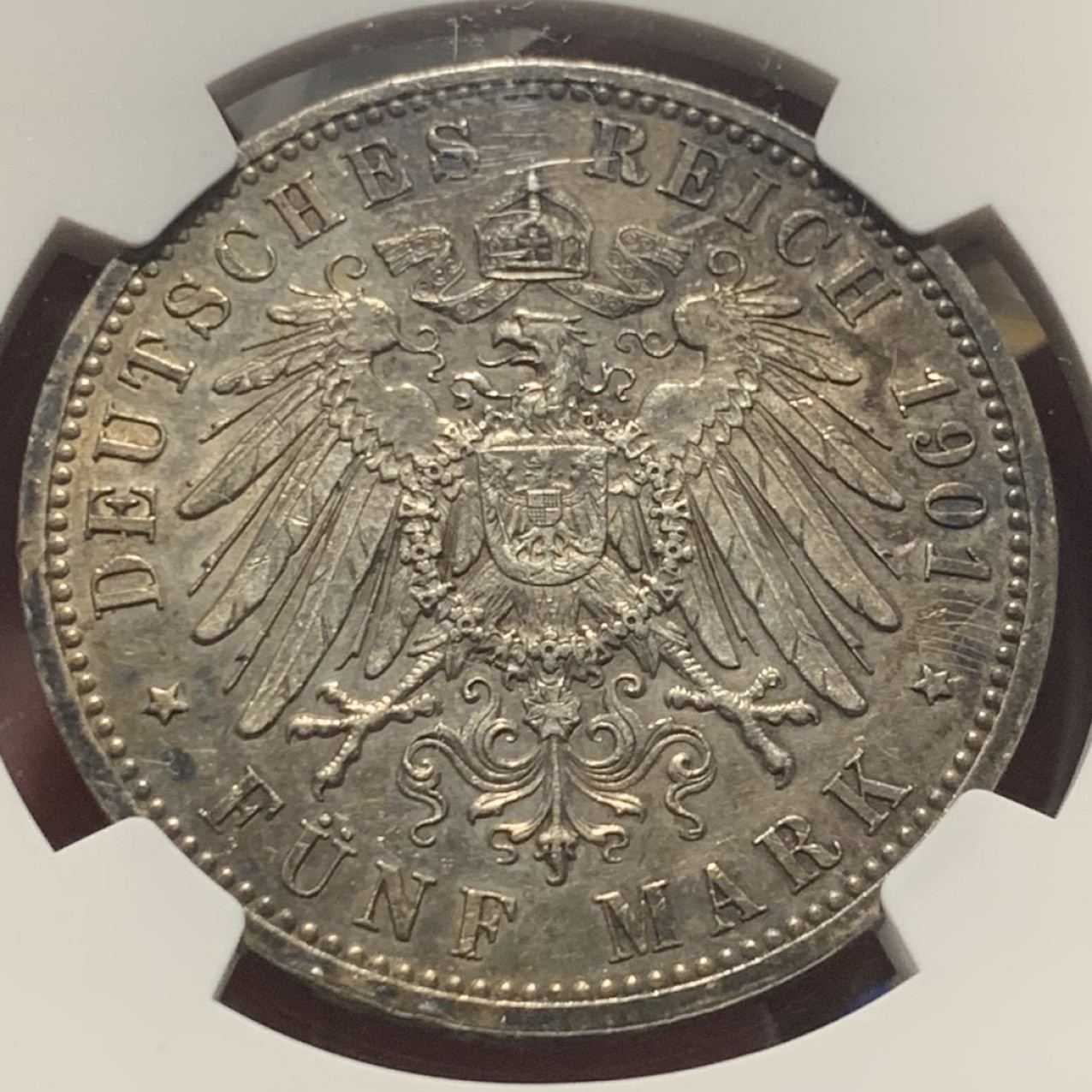 紫瑗钱币——第244期拍卖 德国 普鲁士 1901年 建国200周年 5马克 银币 NGC AU58