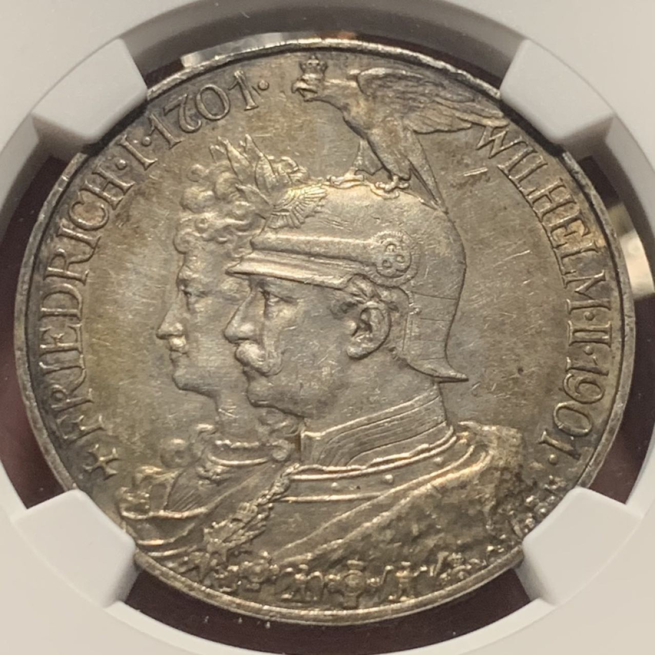 紫瑗钱币——第244期拍卖 德国 普鲁士 1901年 建国200周年 5马克 银币 NGC AU58