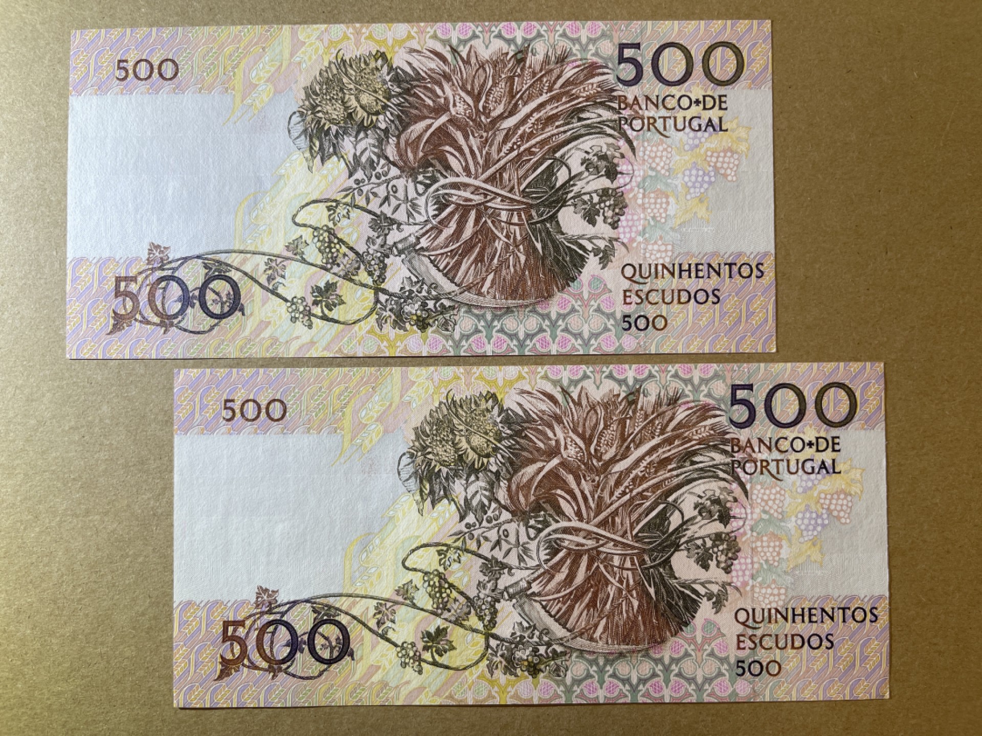 《张总收藏》71期——外币荟萃 葡萄牙500埃斯库多2张 UNC 1992年 葡萄牙政治家莫西尼奥