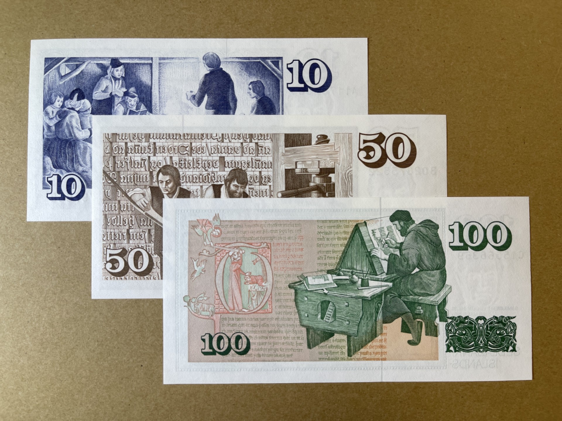 《张总收藏》71期——外币荟萃 冰岛10、50、100克朗3张 UNC 1981年版