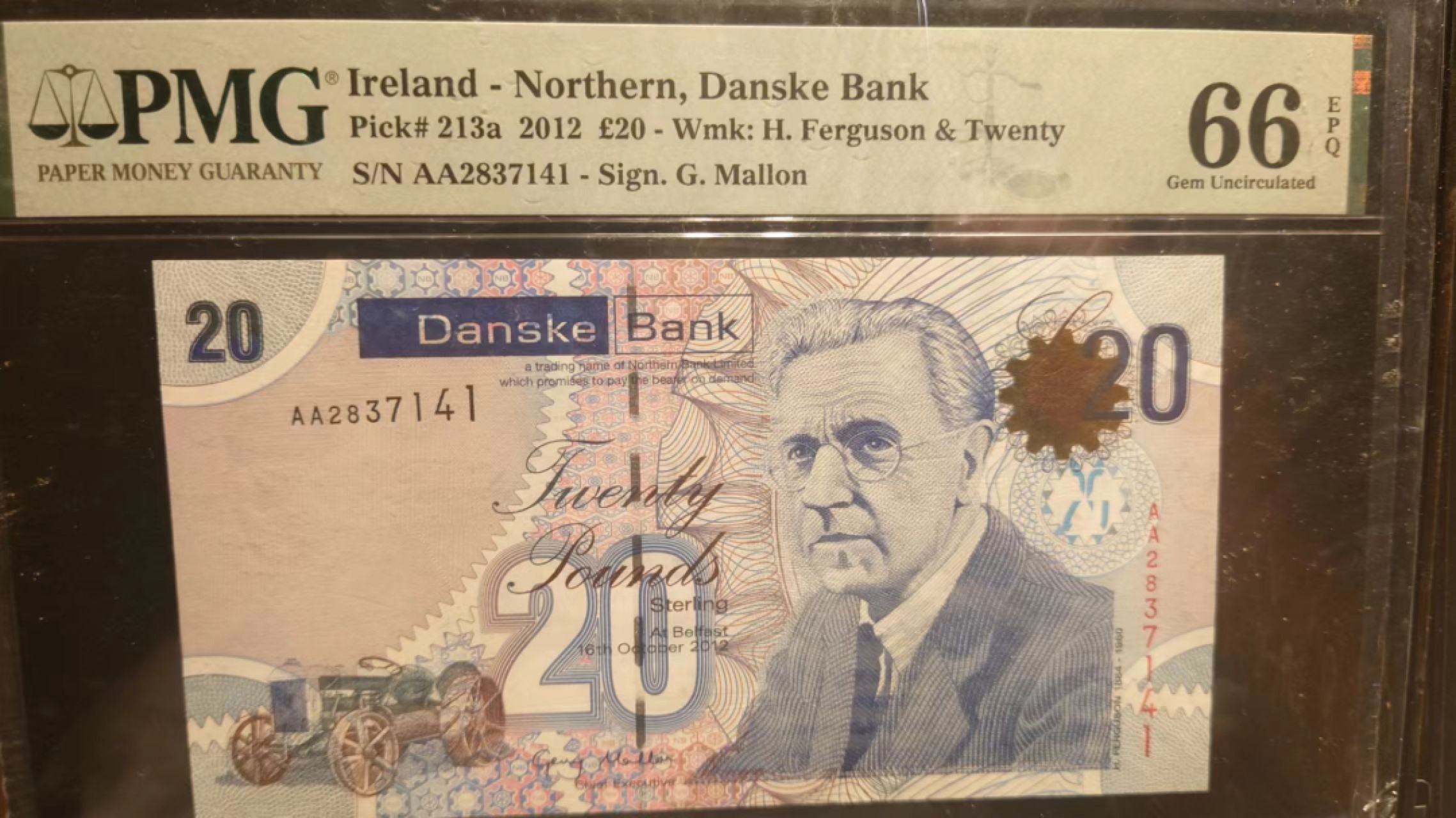 9.1-9.3限时团购 港澳台及外钞评级币专场  2012年英国北爱尔兰20镑 AA冠 PMG66E