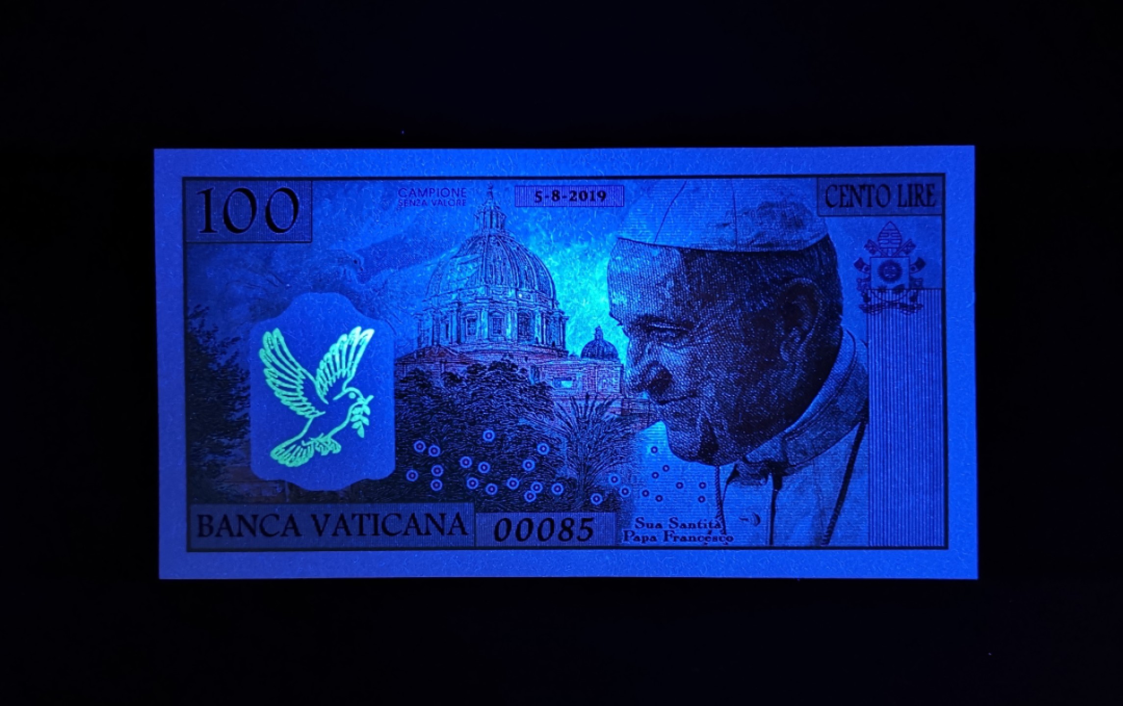 《张总收藏》71期——外币荟萃 (3张一组)梵蒂冈100/500/1000里拉UNC 稀少测试钞 纪念教皇方济各 实物非常精美