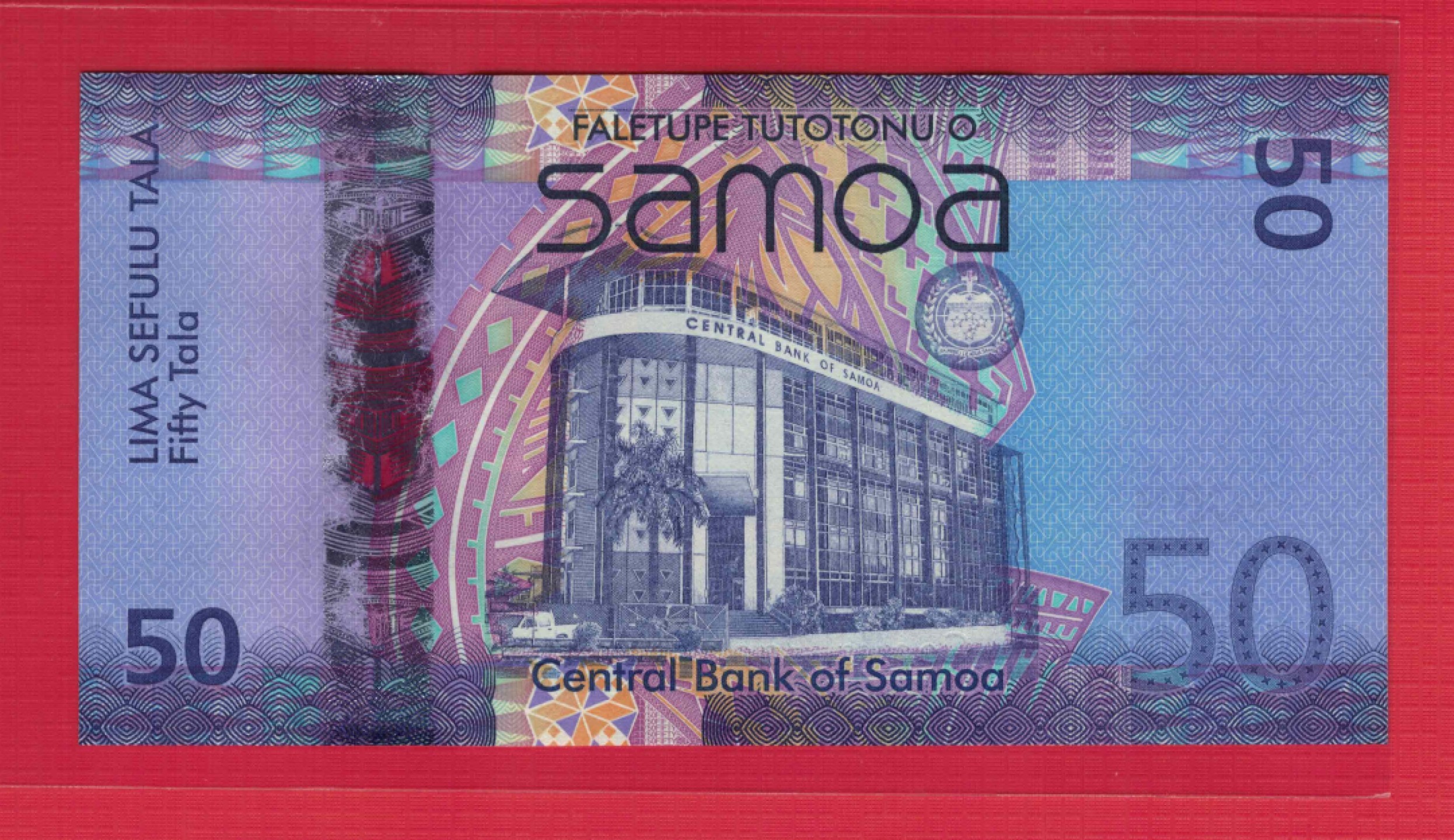 萨摩亚50塔拉 2012年(2014年) 签名2 P-41b 塑料视窗 大洋洲币 实物图 UNC