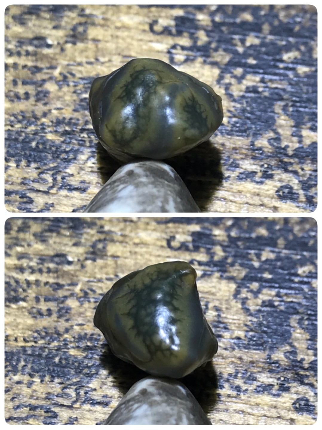 精美戈壁高玉化绿草花筋脉石原石一颗，