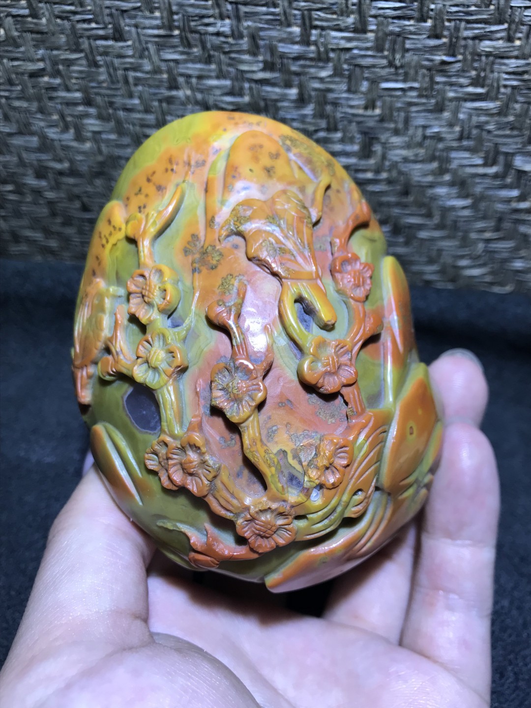 仅此一个战国红冰飘高玉化草花摆件(把件)一个！