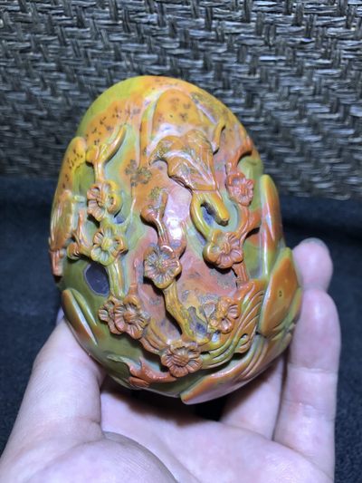 仅此一个战国红冰飘高玉化草花摆件(把件)一个！ - 仅此一个战国红冰飘高玉化草花摆件(把件)一个！
